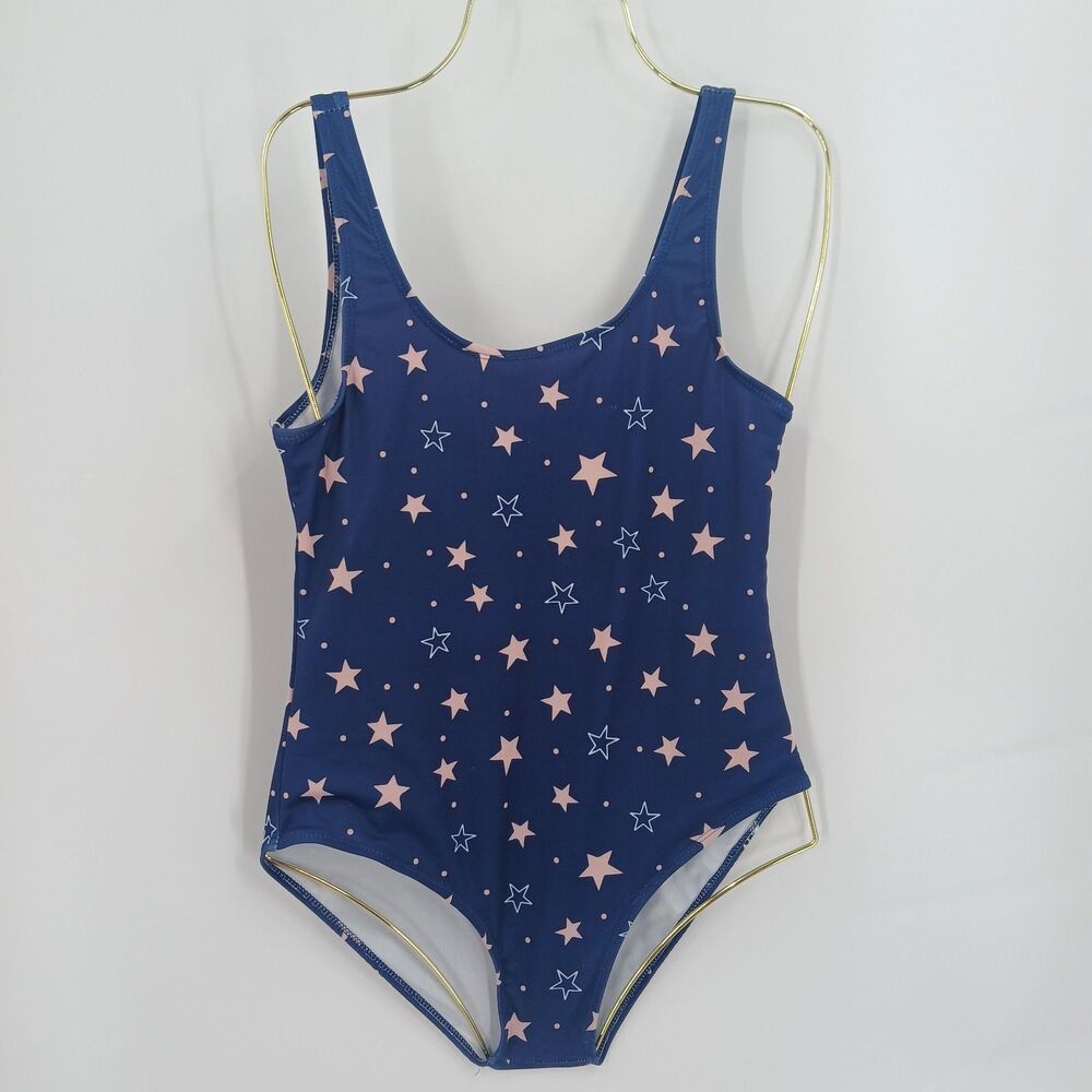 Real Essentials Navy Blue Polka Dot One Piece Swimsuit Girls XL Extra Large